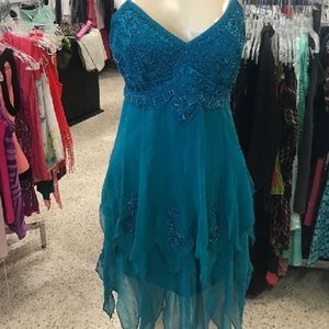 Sue Wang Nocturne  silk teal dress